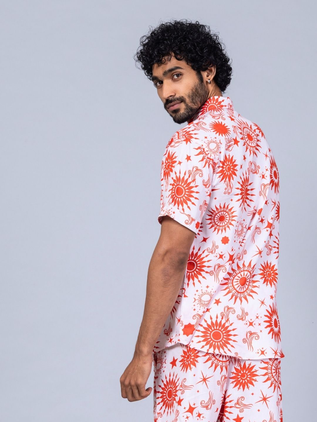 Men’s Cotton Shirt &amp; Shorts Set | Celestial Sun