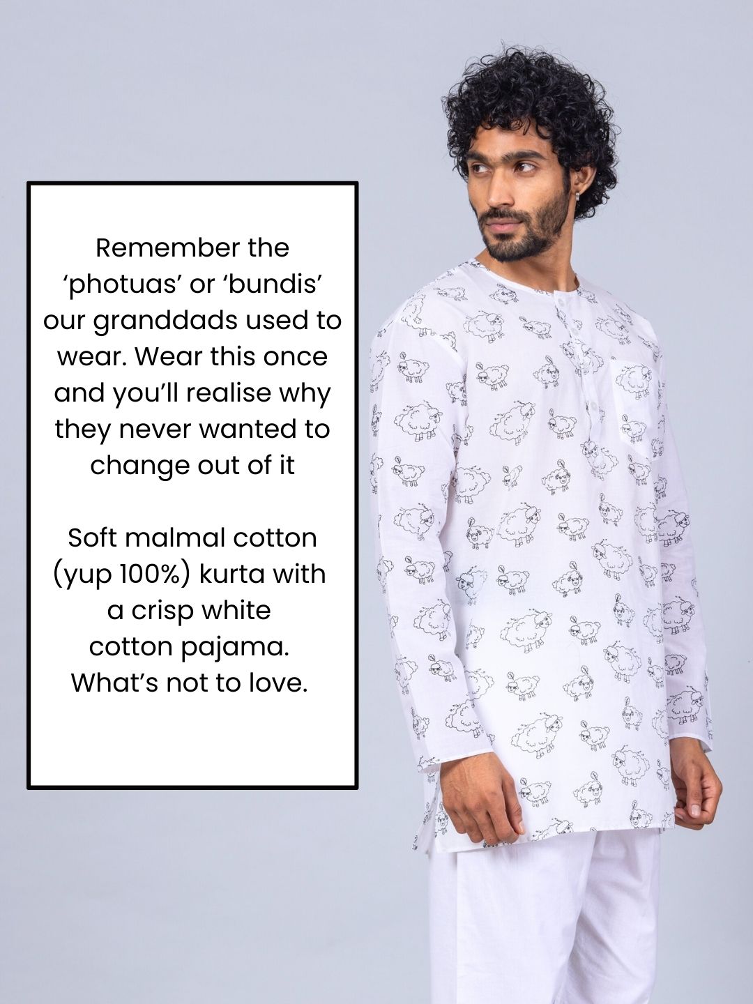 Counting Sheep print men’s cotton night suit – soft cotton sleepwear