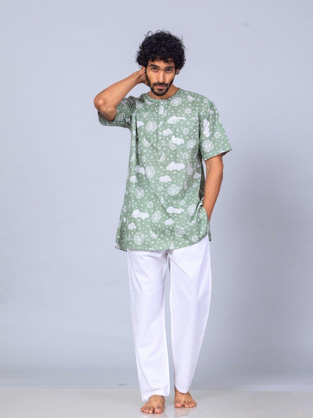 Nayantaara print men’s cotton night suit – classic summer nightwear