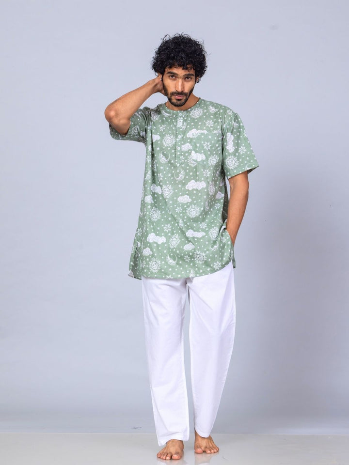 Nayantaara print men’s cotton night suit – classic summer nightwear