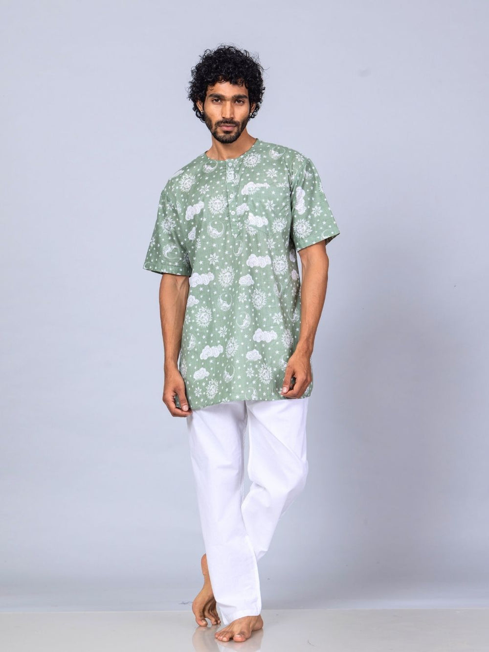 Nayantaara print men’s cotton night suit – classic summer nightwear