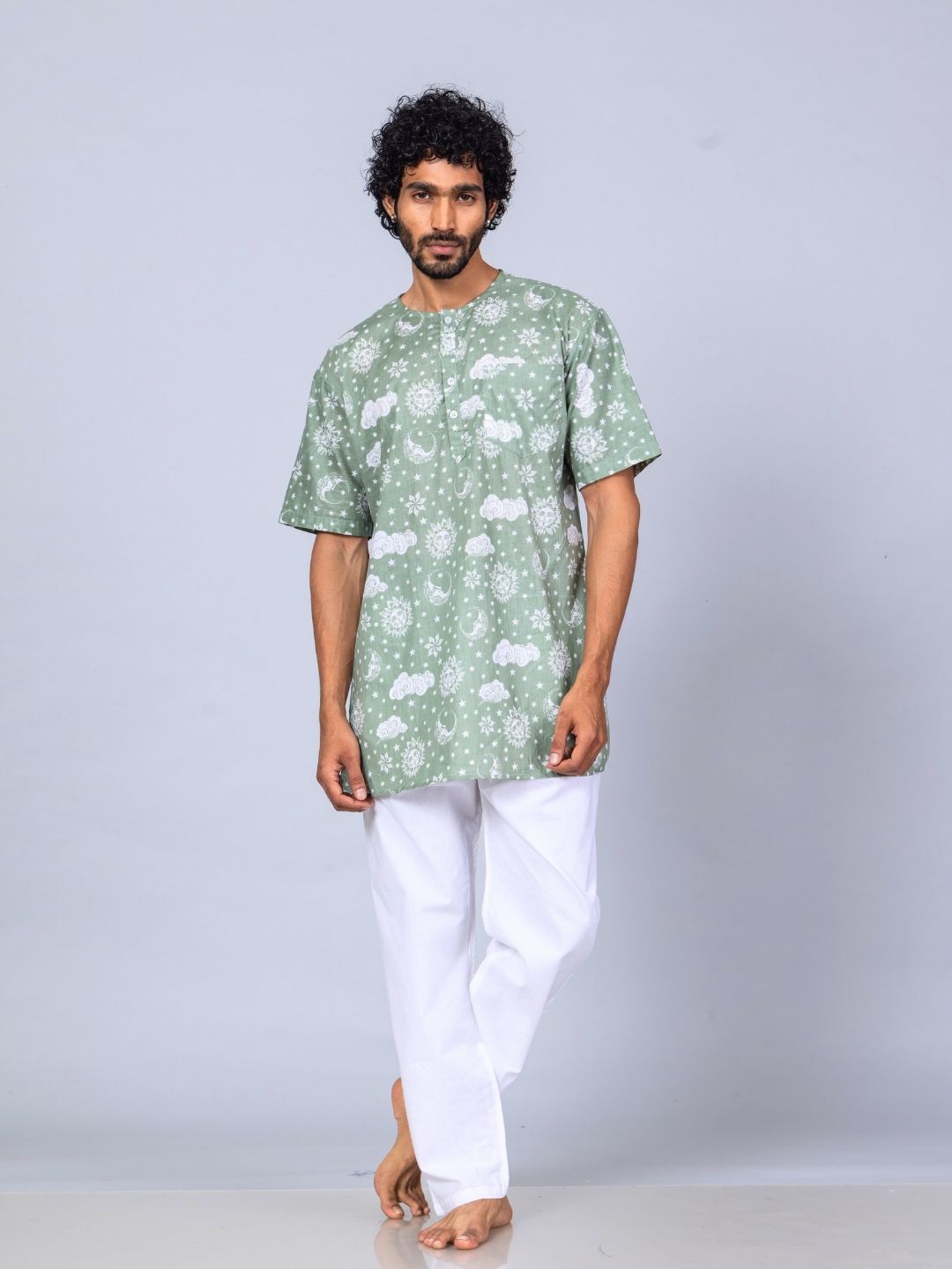 Nayantaara print men’s cotton night suit – classic summer nightwear