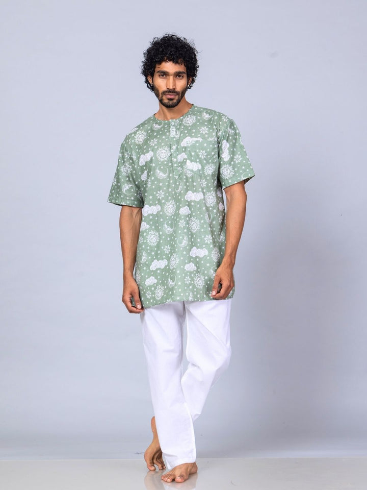 Nayantaara print men’s cotton night suit – classic summer nightwear