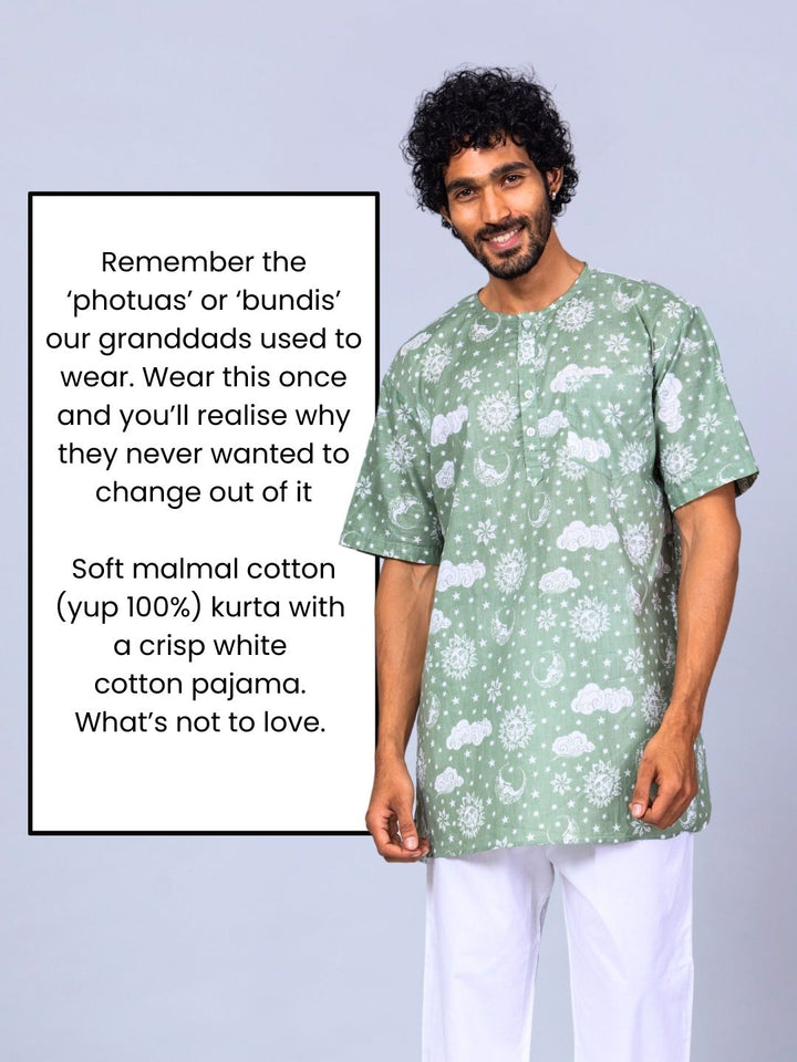 Nayantaara print men’s cotton night suit – classic summer nightwear