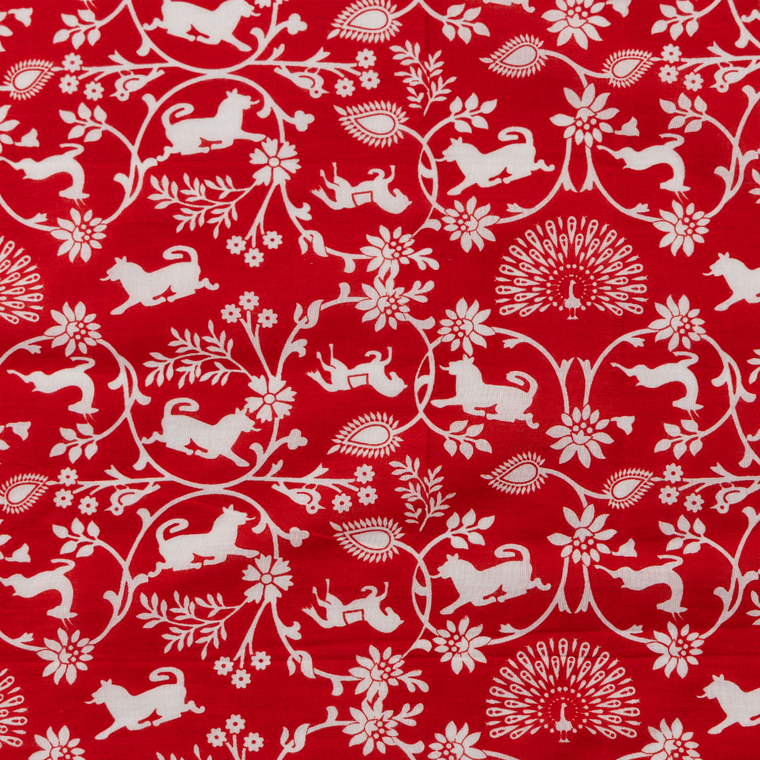 Cotton Malmal Fabric | Shikargah Red