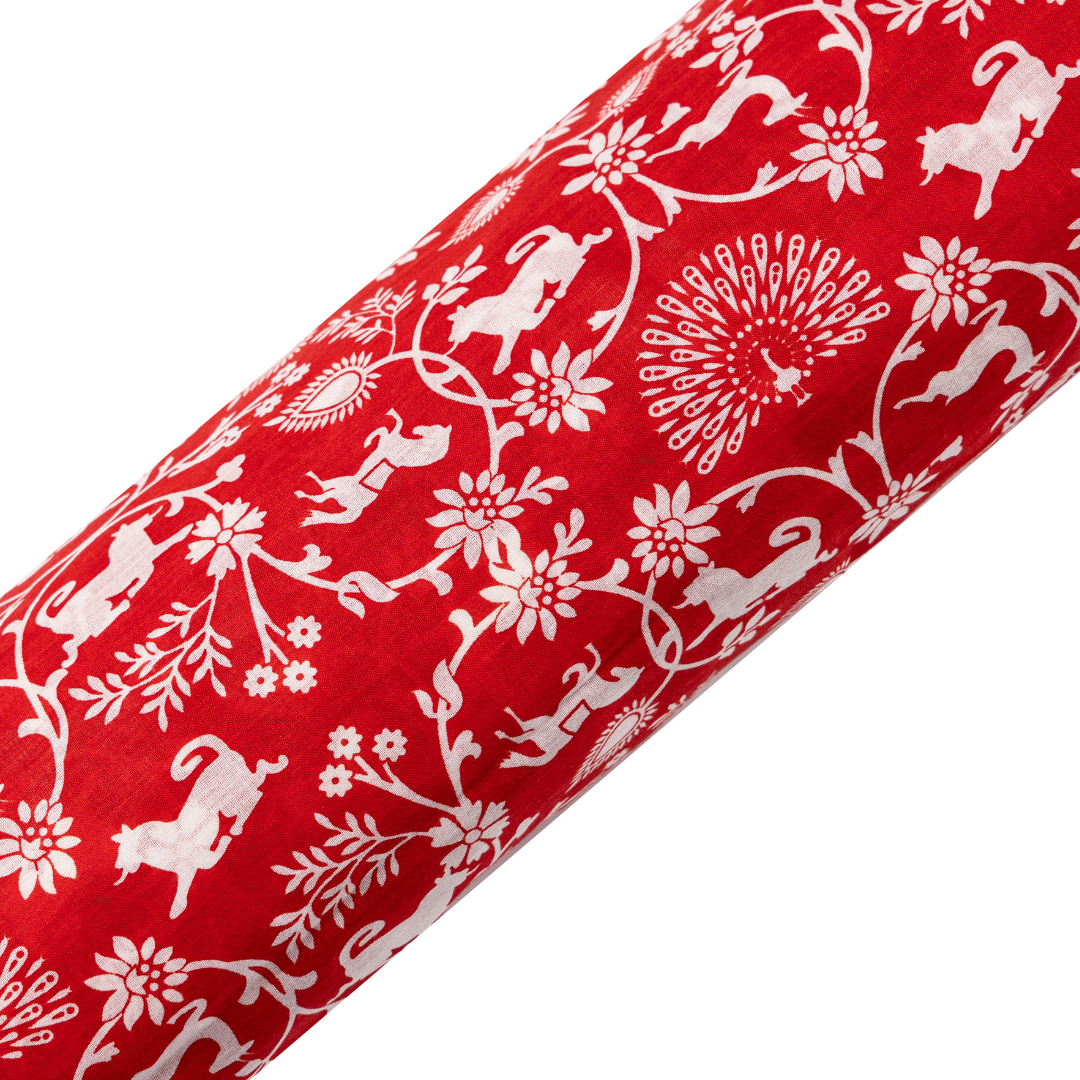 Cotton Malmal Fabric | Shikargah Red