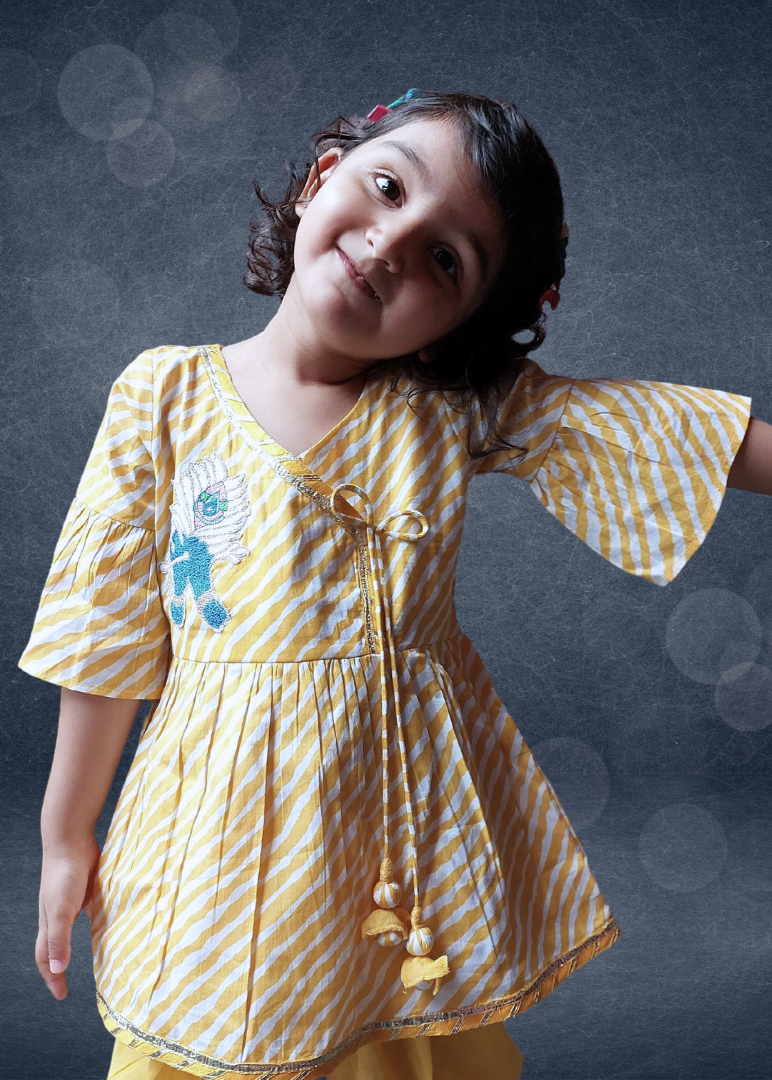 Girls Angrakha Kurti &amp; Dhoti Set | Janamashtami | 0-12Y