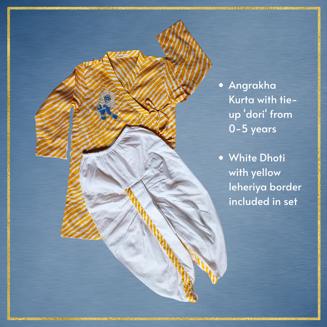 Boys Angrakha Kurta &amp; Dhoti Set | Janamashtami | 0-12Y