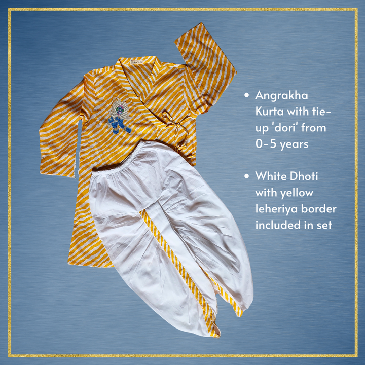 Boys Angrakha Kurta &amp; Dhoti Set | Janamashtami | 0-12Y