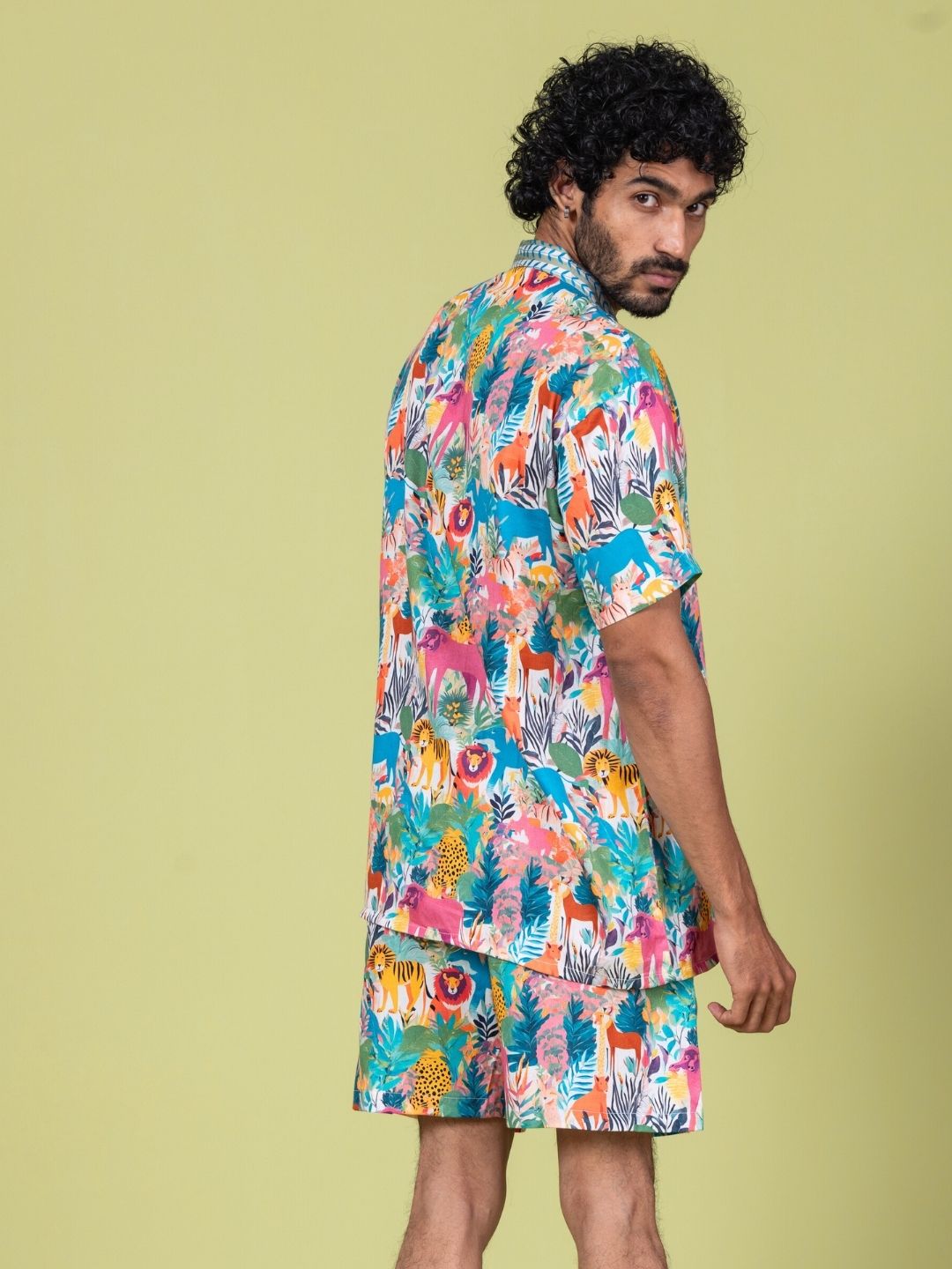 Men’s Cotton Shirt &amp; Shorts Set – Whimsical Forest Print | Summer Co-ord by Tura Turi