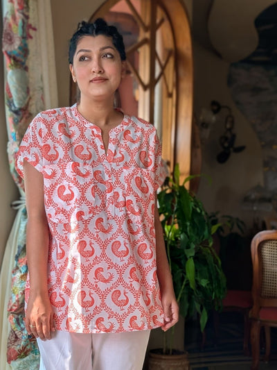 Women's Cotton 'No Bra' Night Suit | Pyaare Panchhi, Coral Pink