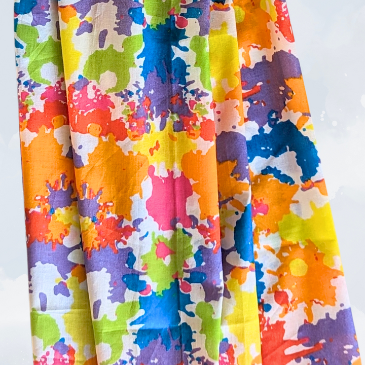 mutilcolour cotton fabric in white base