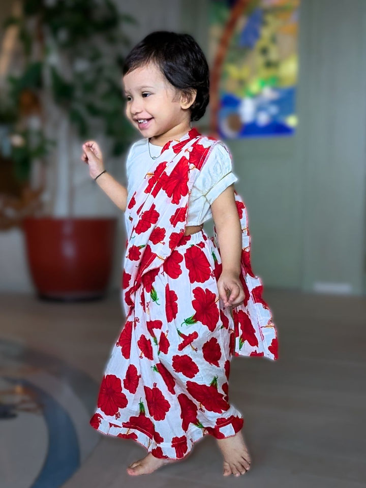 Prestitched Silk Embroidered Saree for Girls | Jabakusum