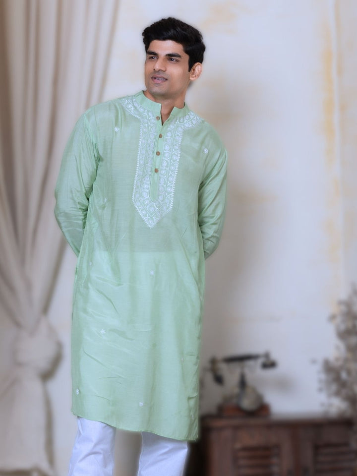 Embroidered Viscose Silk Men&