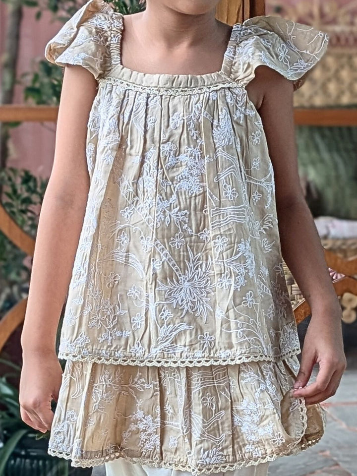 Girls Viscose Silk Embroidered Kurti-Salwar Set | Chandrika