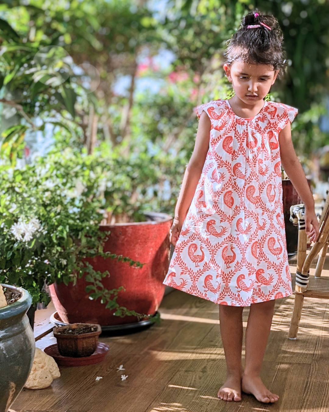 Cotton Malmal Dress | Pyaare Panchhi, Pink | 0-12Y
