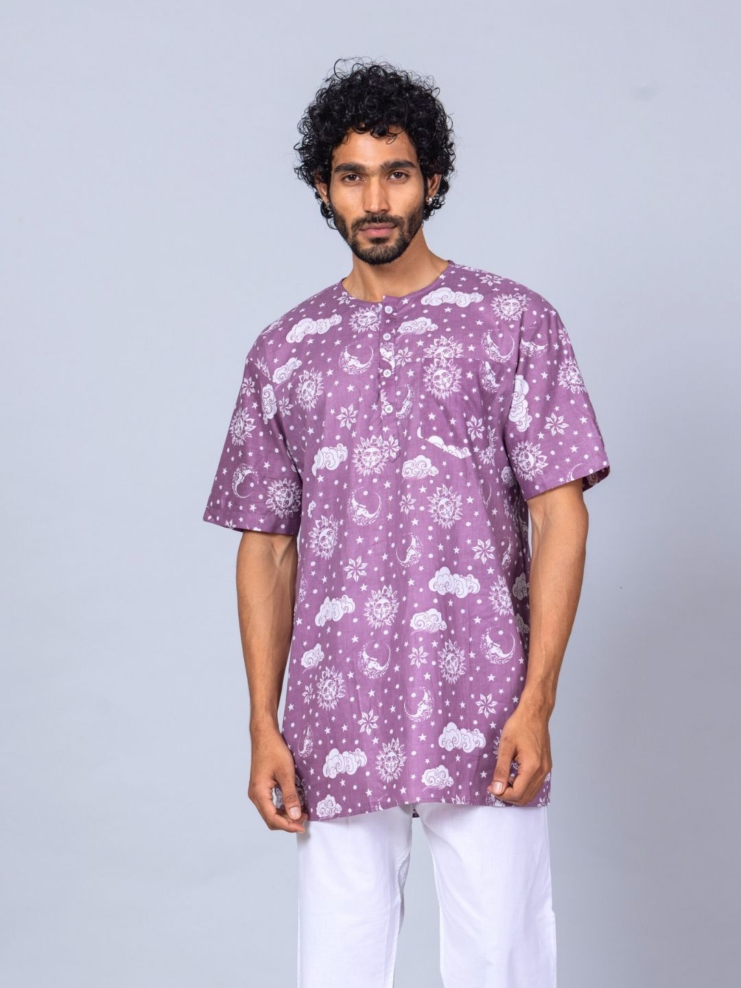 Nayantaara mauve men’s cotton night suit – soft sleepwear by Tura Turi