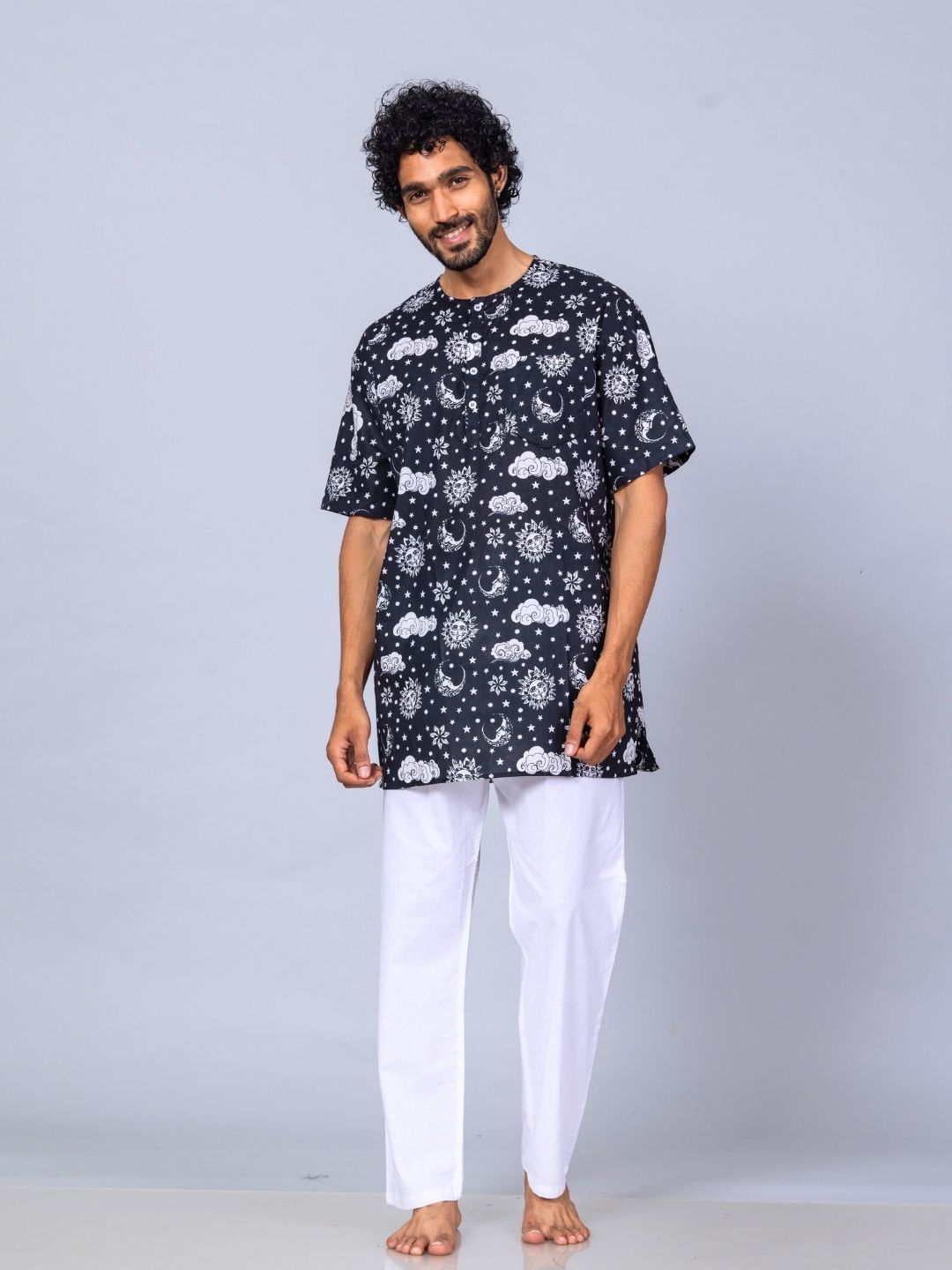 Nayantaara black men’s cotton night suit – breathable nightwear