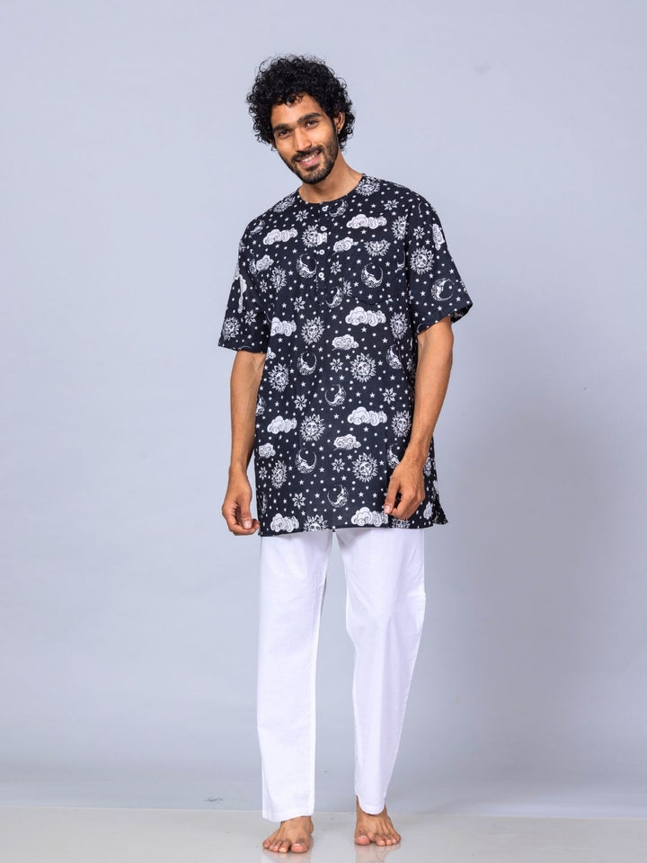 Nayantaara black men’s cotton night suit – breathable nightwear