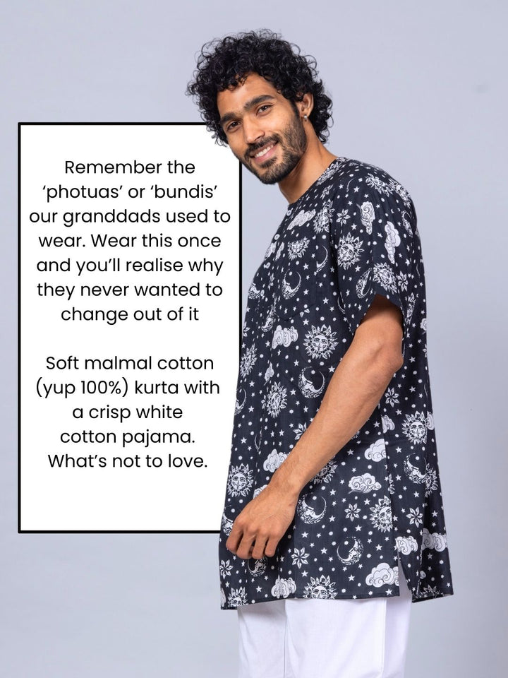 Nayantaara black men’s cotton night suit – breathable nightwear