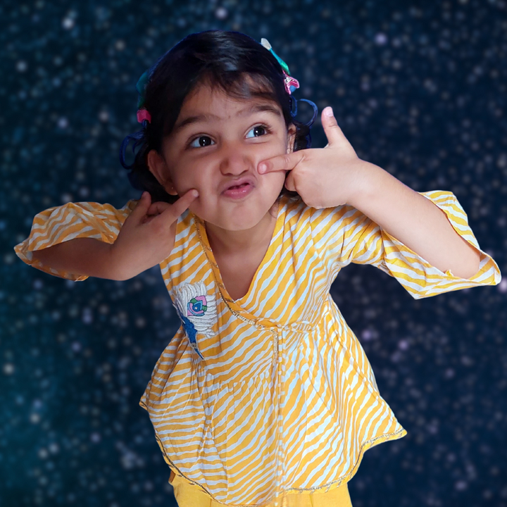 Girls Angrakha Kurti &amp; Dhoti Set | Janamashtami | 0-12Y