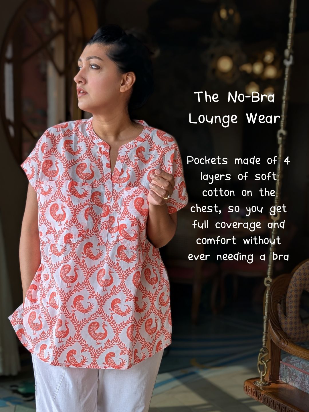 Women's Cotton 'No Bra' Night Suit | Pyaare Panchhi, Coral Pink