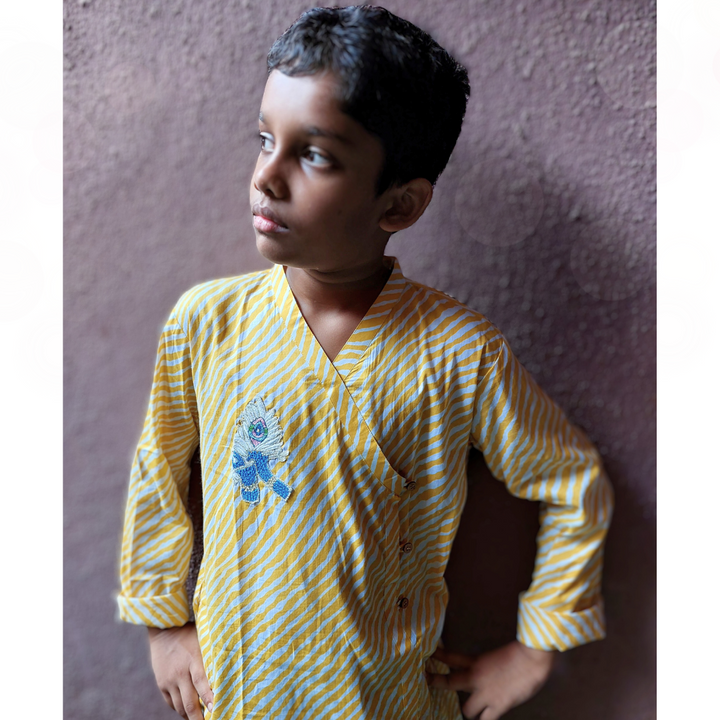Boys Angrakha Kurta &amp; Dhoti Set | Janamashtami | 0-12Y