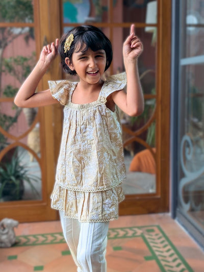 Girls Viscose Silk Embroidered Kurti-Salwar Set | Chandrika