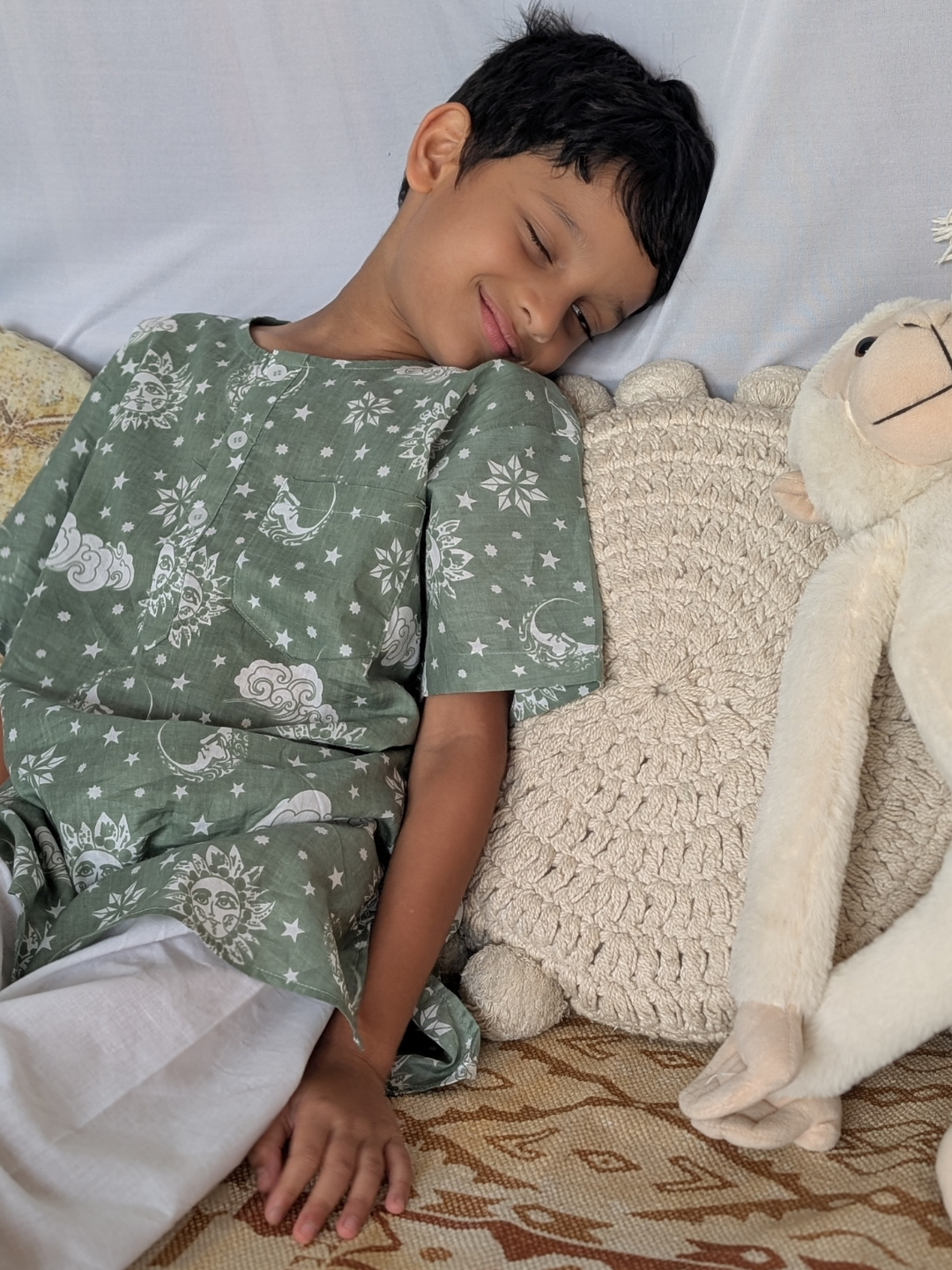 Cotton Night Suit for Kids | Nayantaara Sage Green