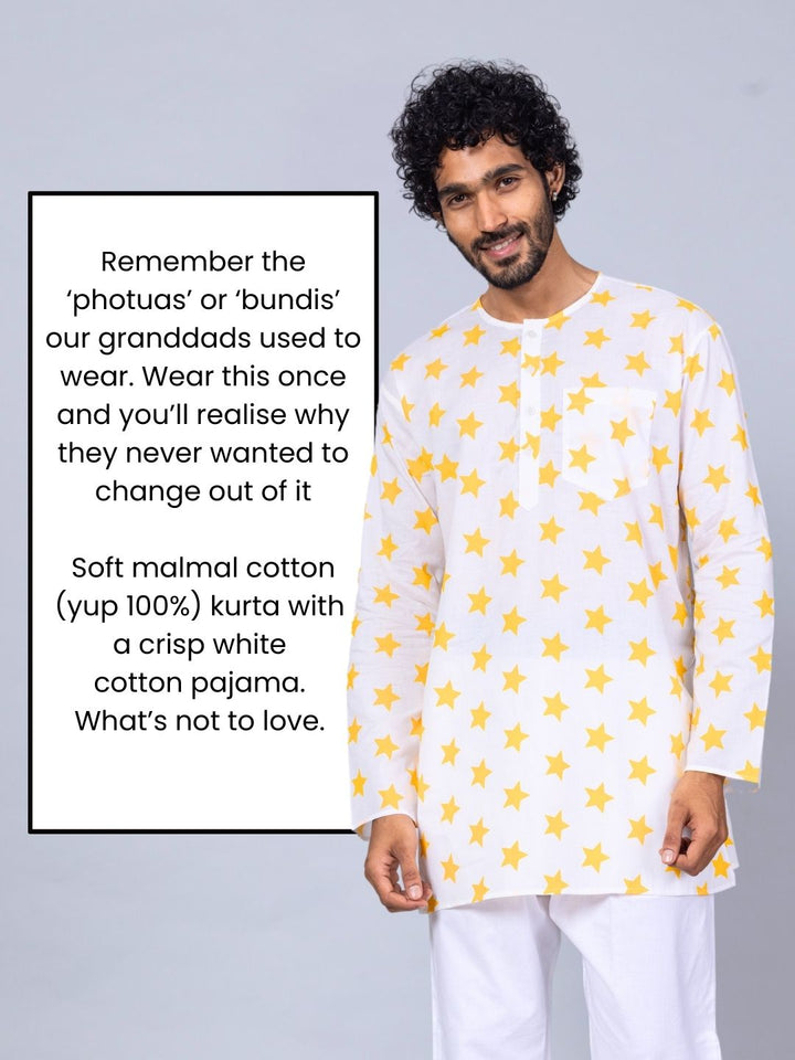 Stars print men’s cotton night suit – cotton starry nightwear