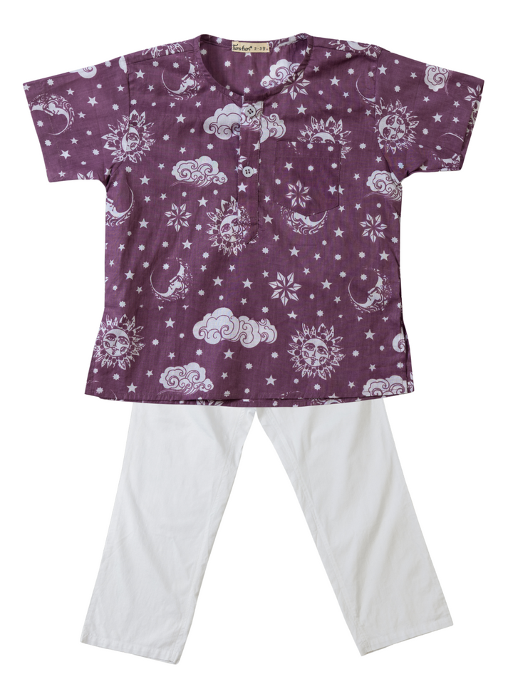 Cotton Night Suit for Kids | Nayantaara Mauve