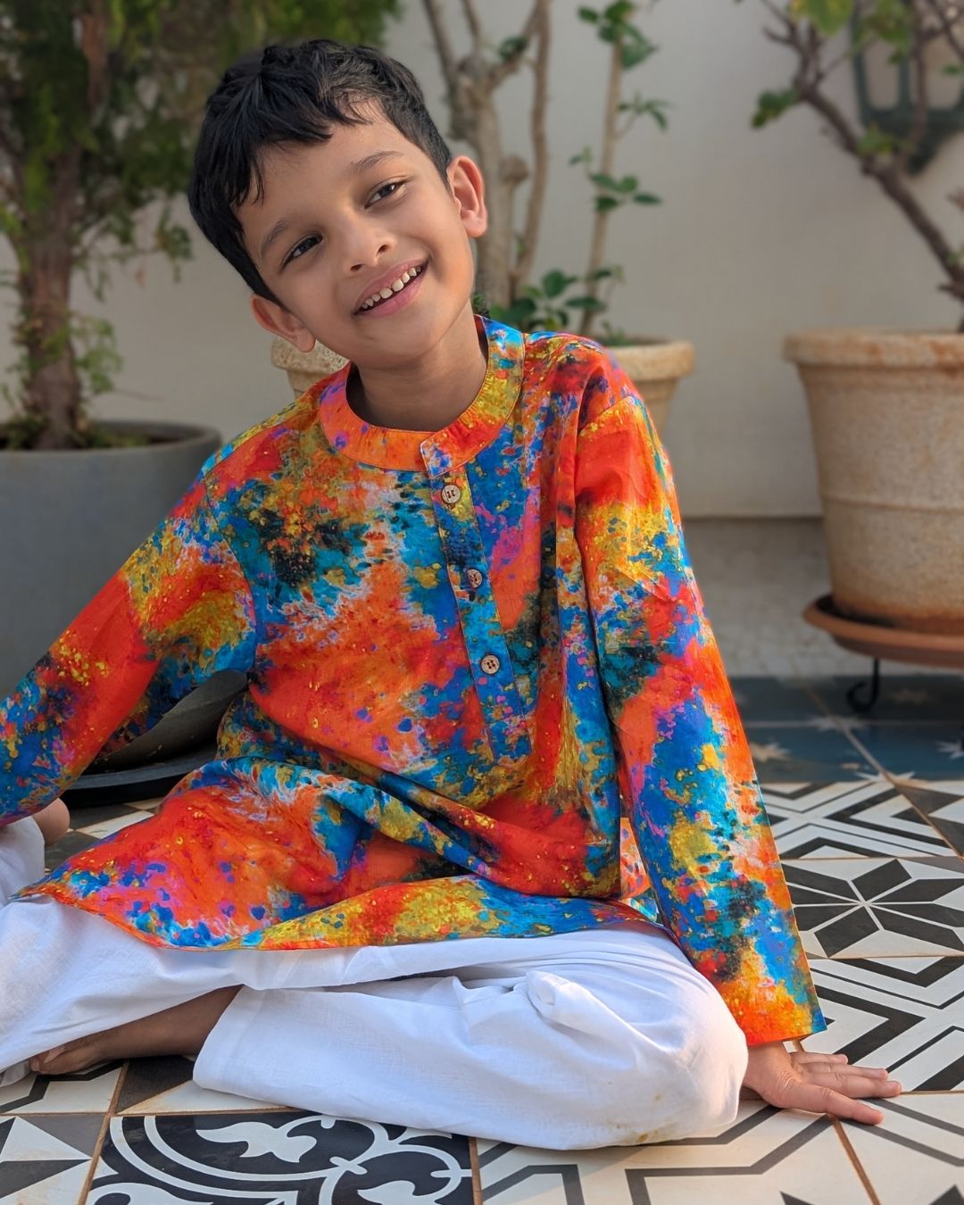 Holi print Cotton Kurta for Boys, Men | Gulaal