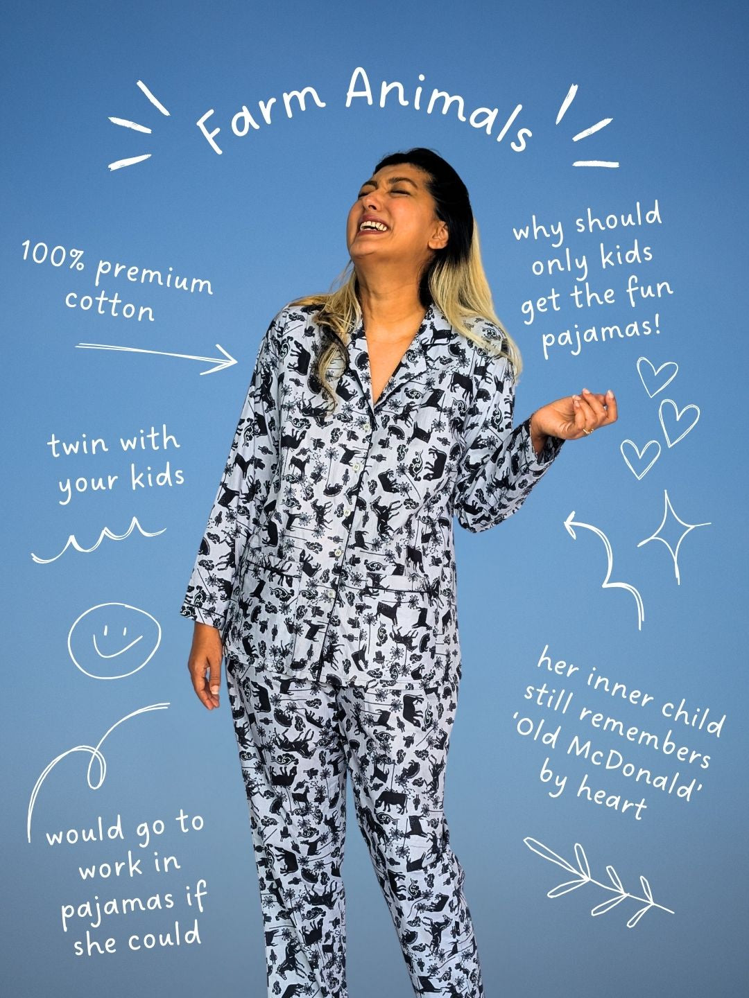 Cotton Night Suit, Women | Farm Animals