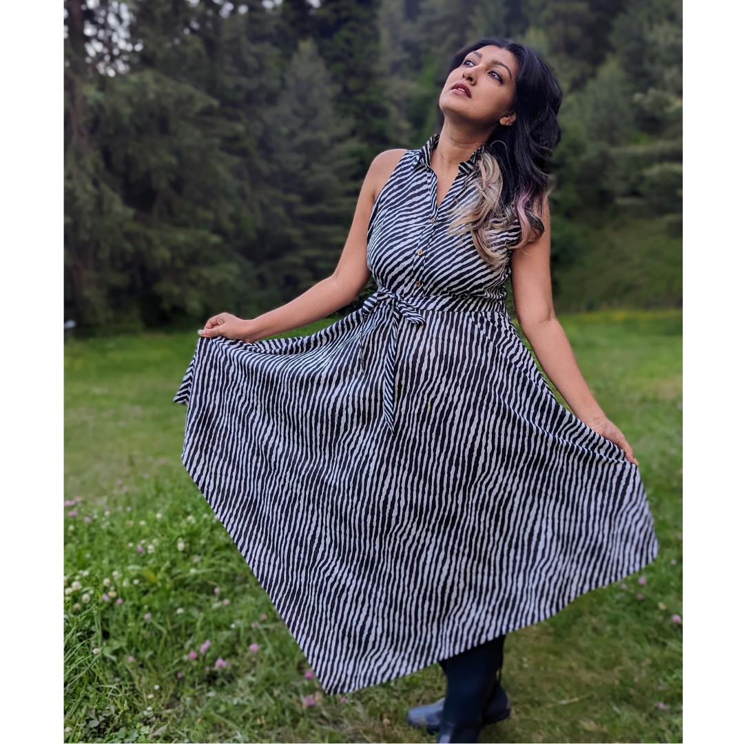 Cotton Malmal Dress for Women | Leheriya Black