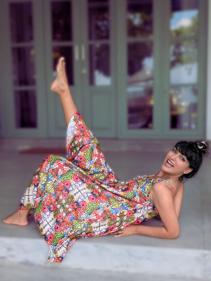 Beach-ready flowy flexible cotton one-piece jumpsuit for women
