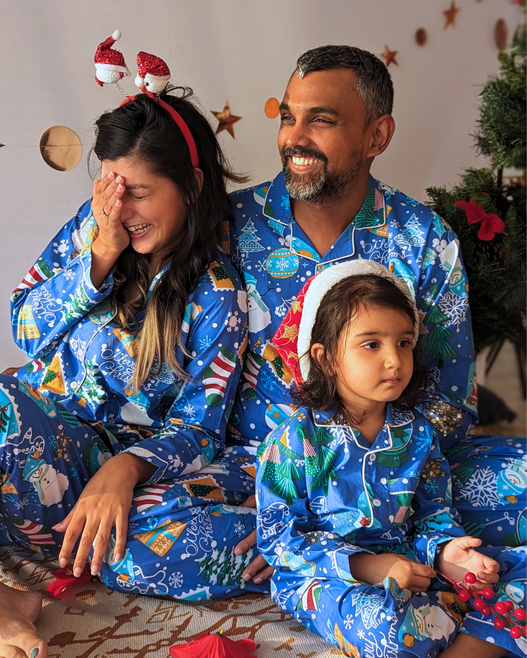 Cotton Night Suit, Men | Jingle Bells - Blue