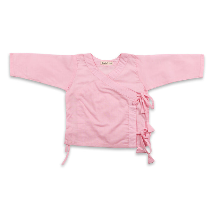 Pastel pink cotton muslin baby angrakha jhabla for newborns – Tura Turi