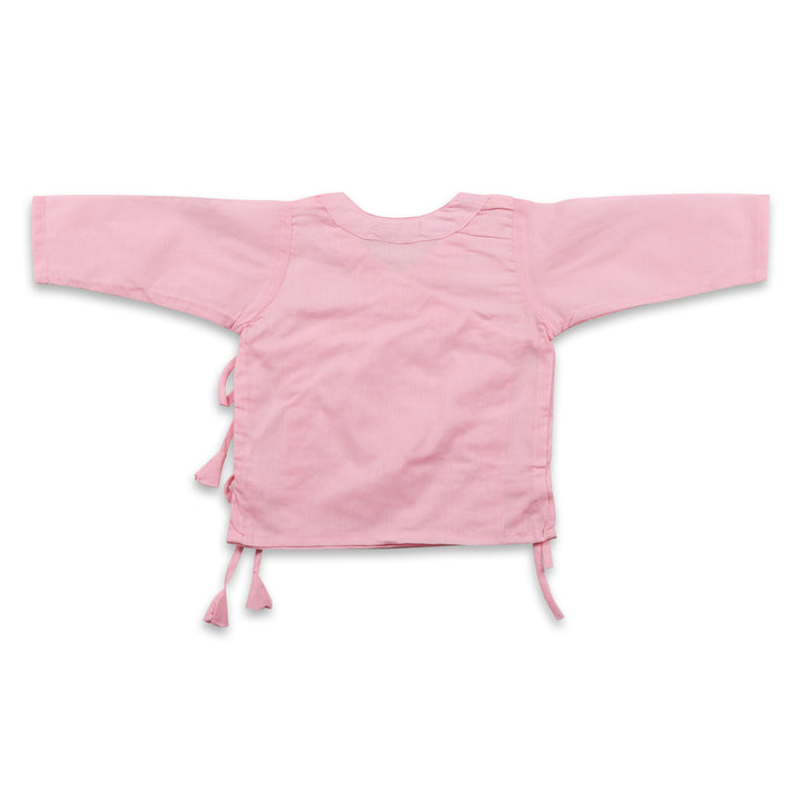 Pastel pink cotton muslin baby angrakha jhabla for newborns – Tura Turi