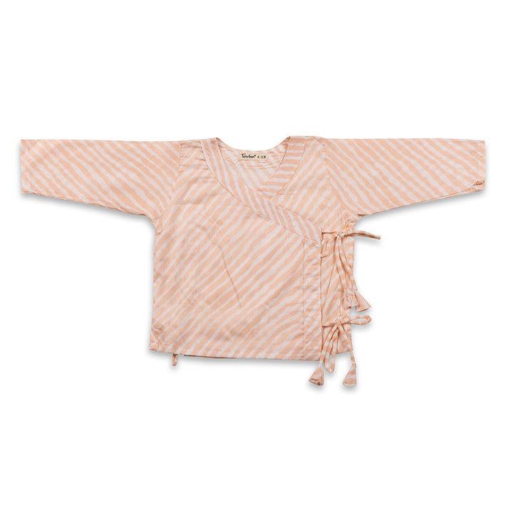 Leheriya peach cotton muslin baby angrakha jhabla for newborns – Tura Turi