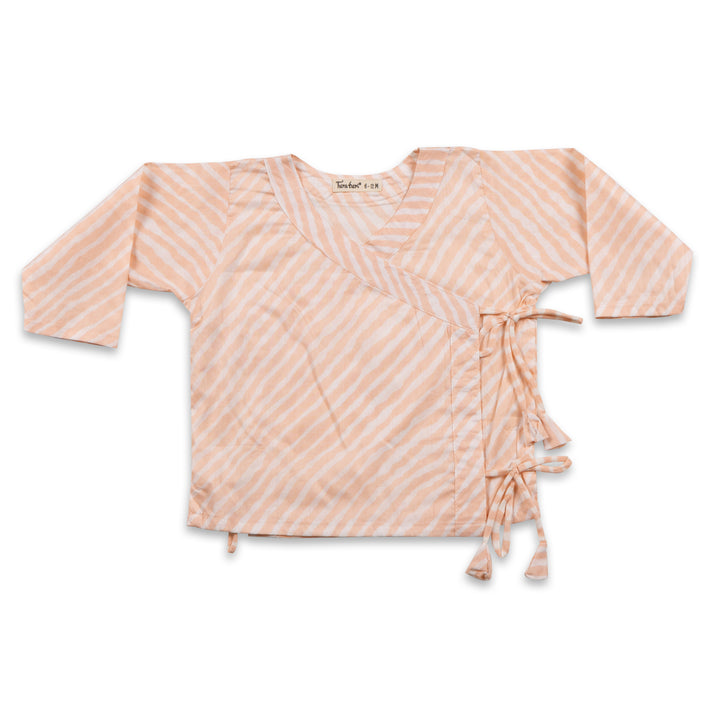 Leheriya peach cotton muslin baby angrakha jhabla for newborns – Tura Turi