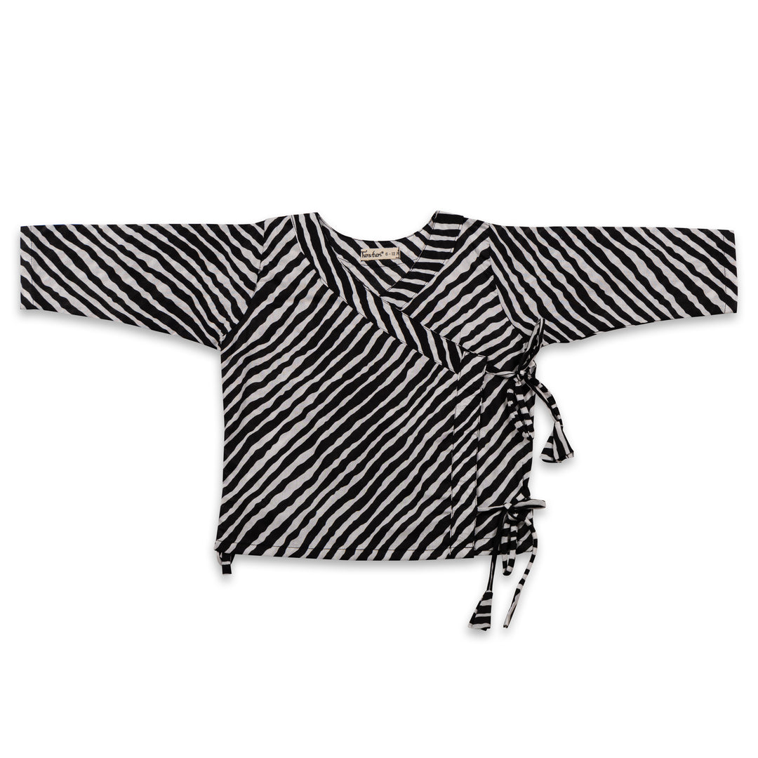 Leheriya black cotton muslin baby angrakha jhabla for newborns – Tura Turi
