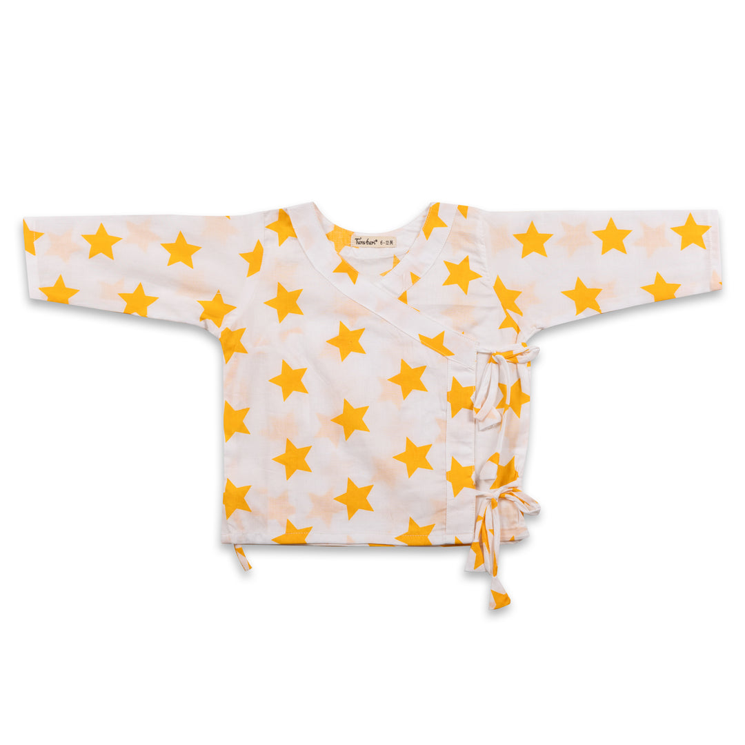 Cotton Muslin Baby Angrakha Jhabla | Stars