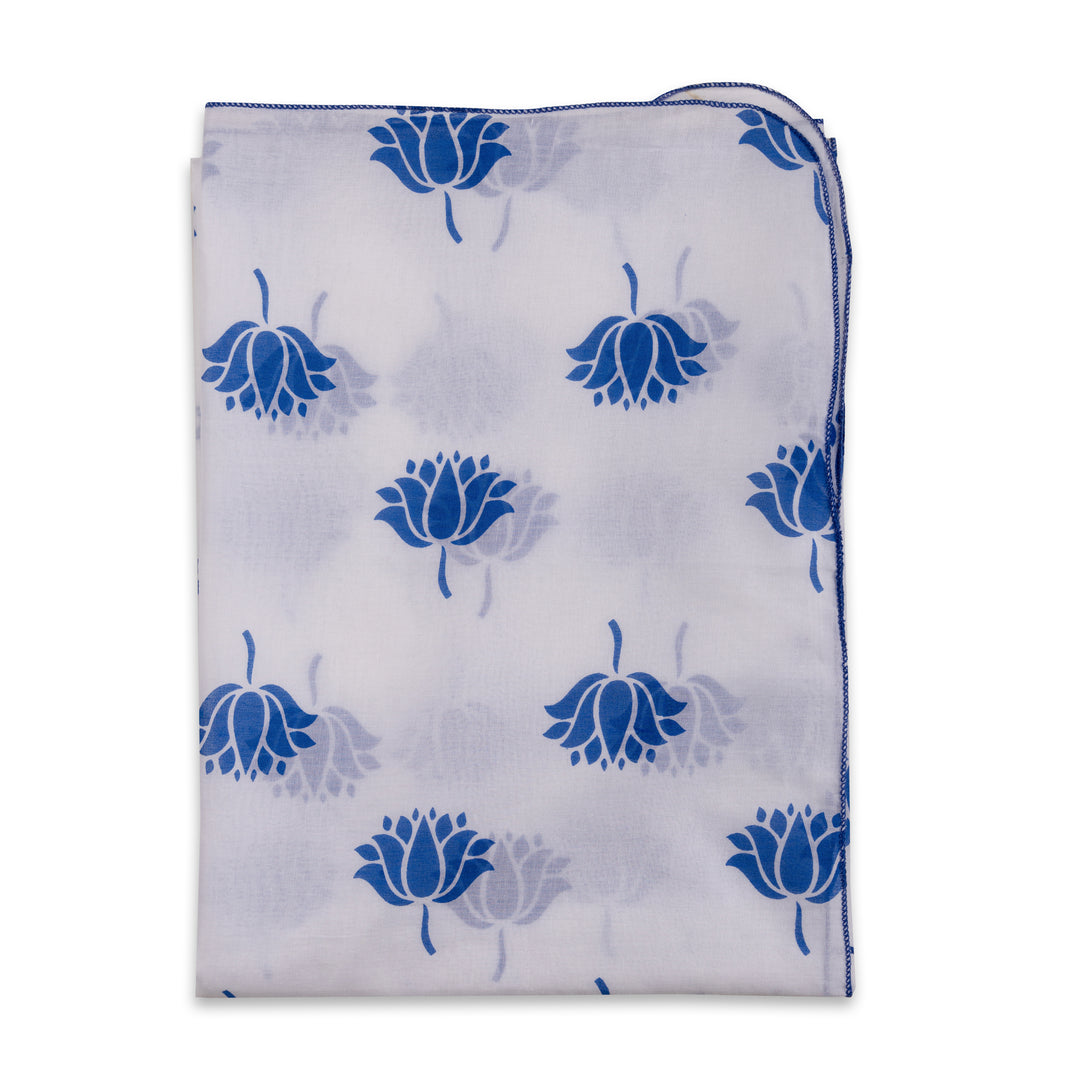 Malmal Swaddle - Indian Lotus, Blue