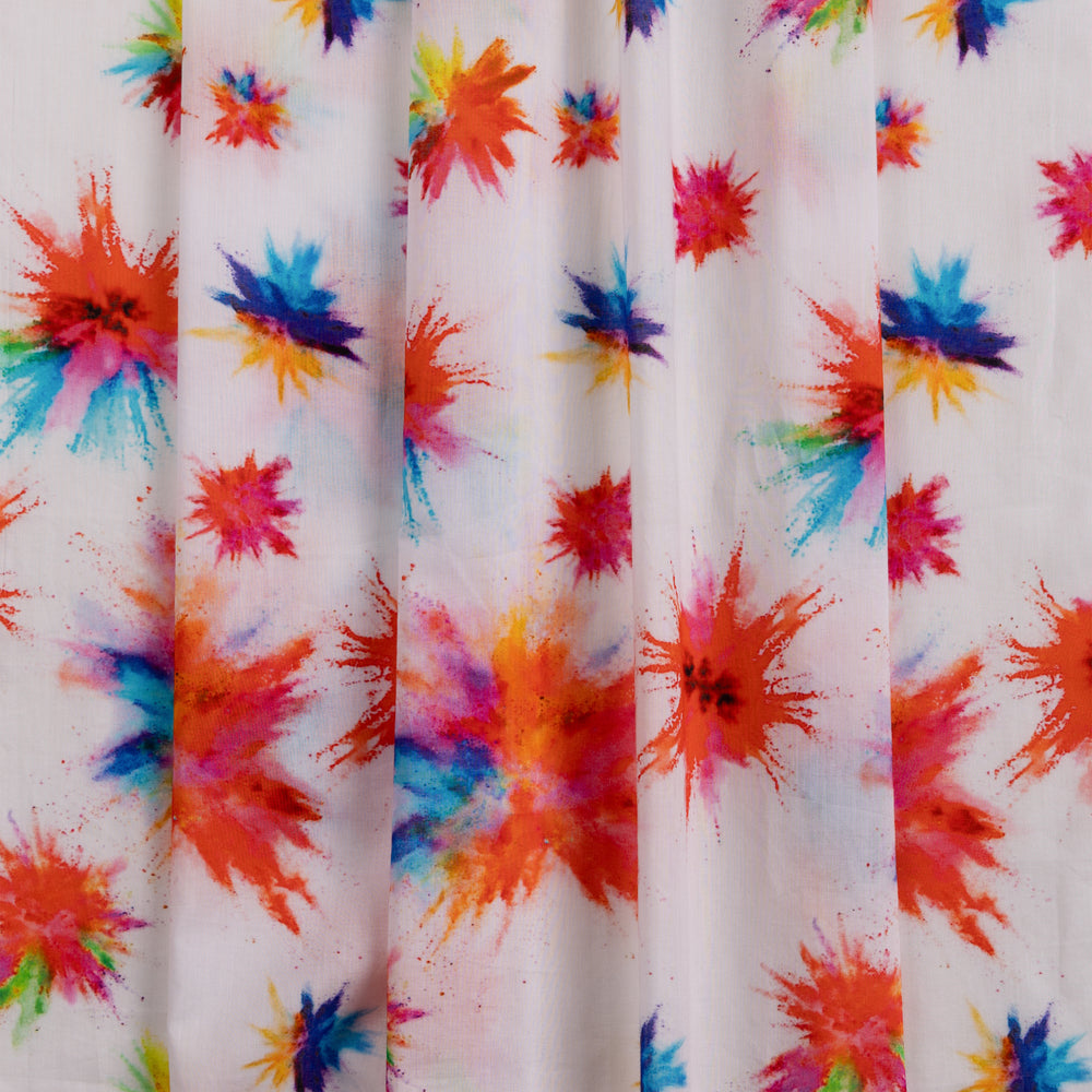 white cotton fabric in holi print