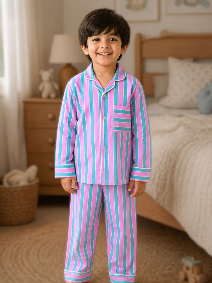 Soft cotton kids pajamas set, lightweight breathable nightwear for boys and girls