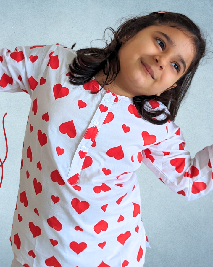 heart print nightsuit cotton 