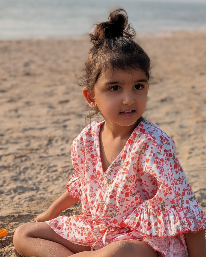 Cotton Malmal Beach Kaftan - Bougainvillea