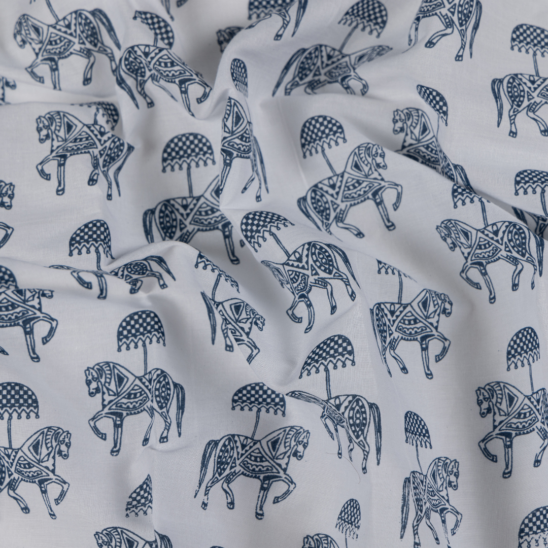 Malmal Cotton Malmal Fabric | Tugbug Ghoda Blue – Tura Turi