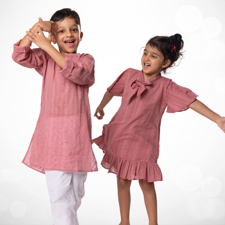Cotton Dress | Colour Pop, Dusty Rose | 0-12Y