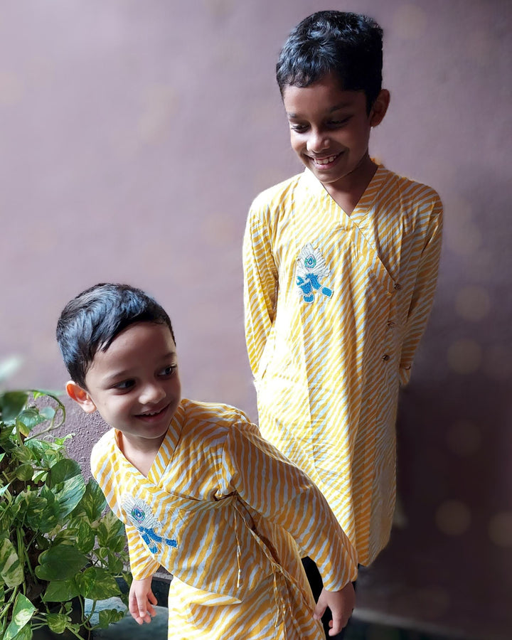 Boys Angrakha Kurta &amp; Dhoti Set | Janamashtami | 0-12Y